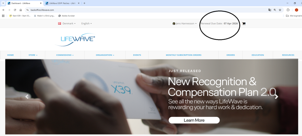 Husk at betale for dit årlige Lifewave abonnement